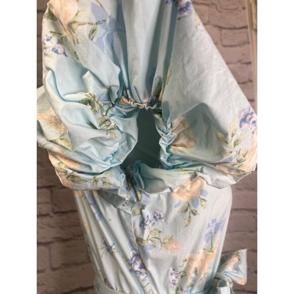 Love Shack Fancy Target Estelle Floral Blue Puff Sleeve Dress Size XS - Picture 7 of 11